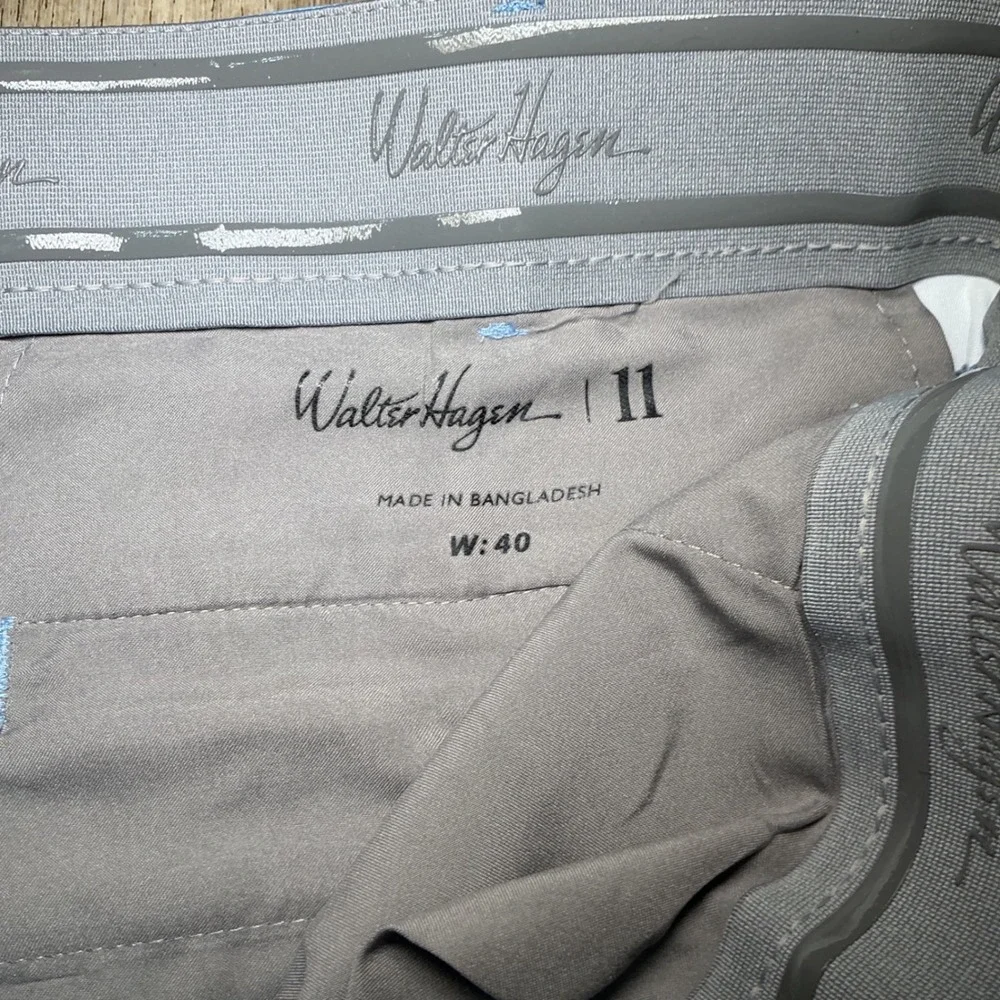 Walter Hagen Golf Shorts Bird Print Flat Front 40 Light Blue